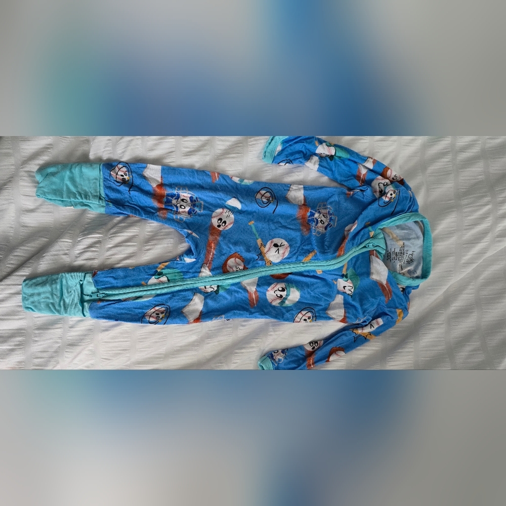 Kids Blue Baseball Print One Piece